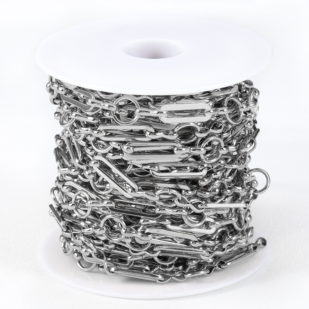 1Meter Stainless Steel Chain Link Long Circular Ring Cross Round Ring Chain for DIY HipHop Punk Jewelry Making Necklace Bracelet