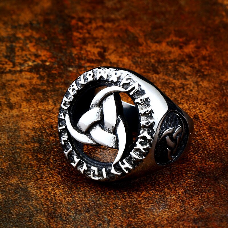 BEIER 316L Stainless Steel Viking Rune Talisman Men Ring Europe Jewelry LLBR8-616R