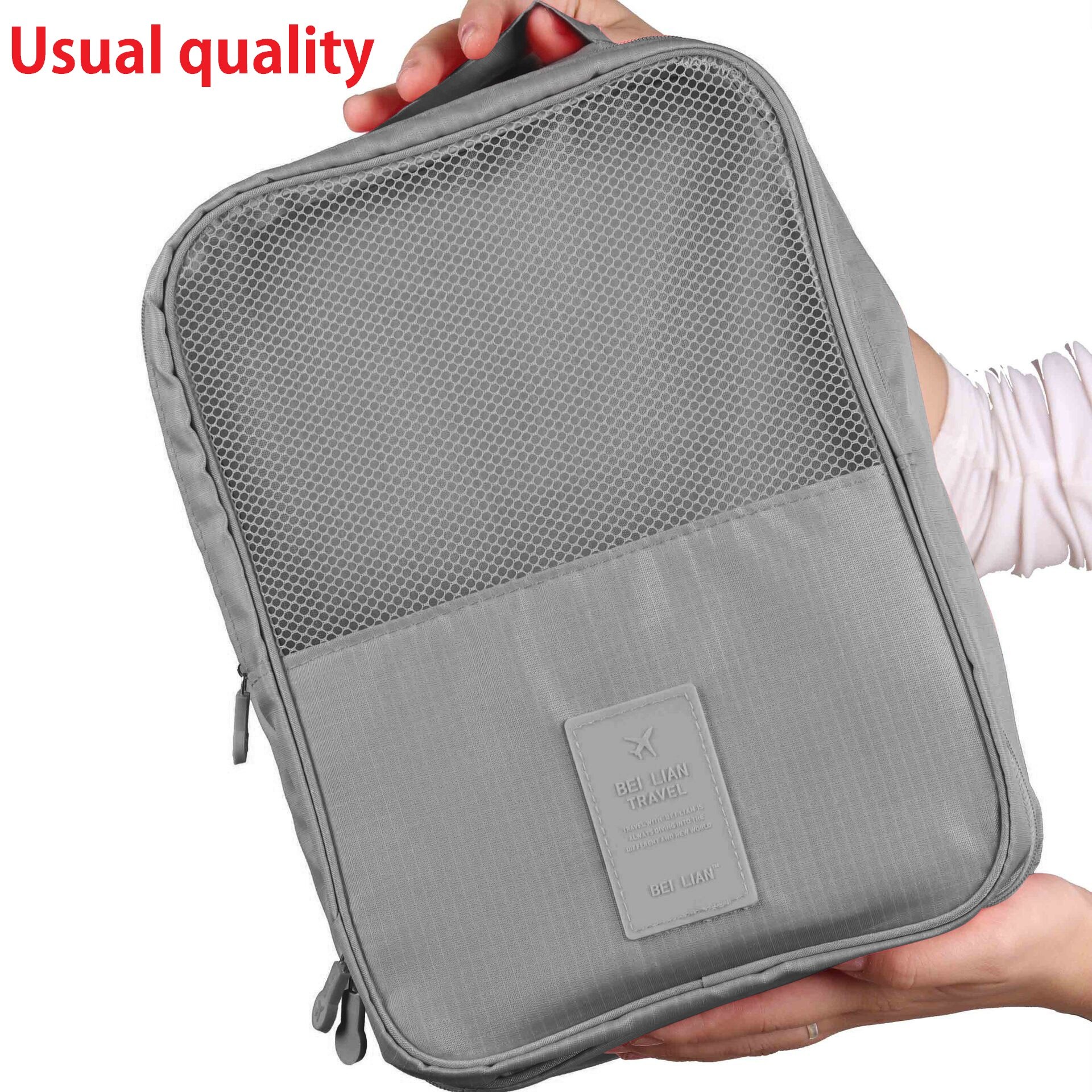 3 Layers Portable Shoes Storage Travel Bags Organizer Mesh Sorting Pouch Dustproof Bags Waterproof Unisex Shoes Covers Tote Bag: usual gray