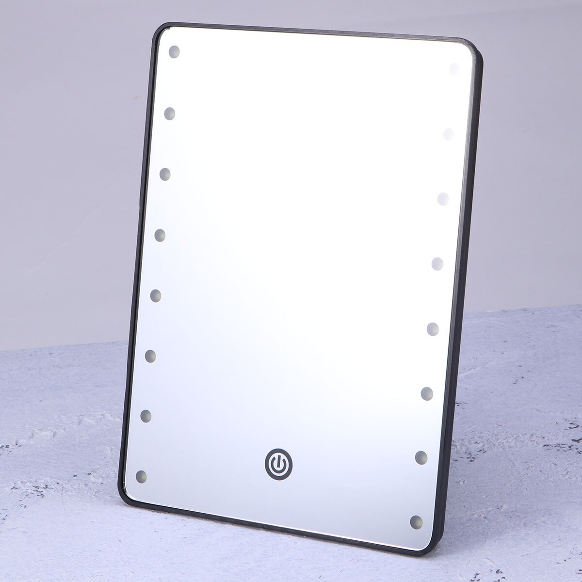 Makeup Mirror with 16 LEDs Cosmetic Mirror with Touch Dimmer Switch Battery Operated Vanity Mirror with Stand for Bathroom A35