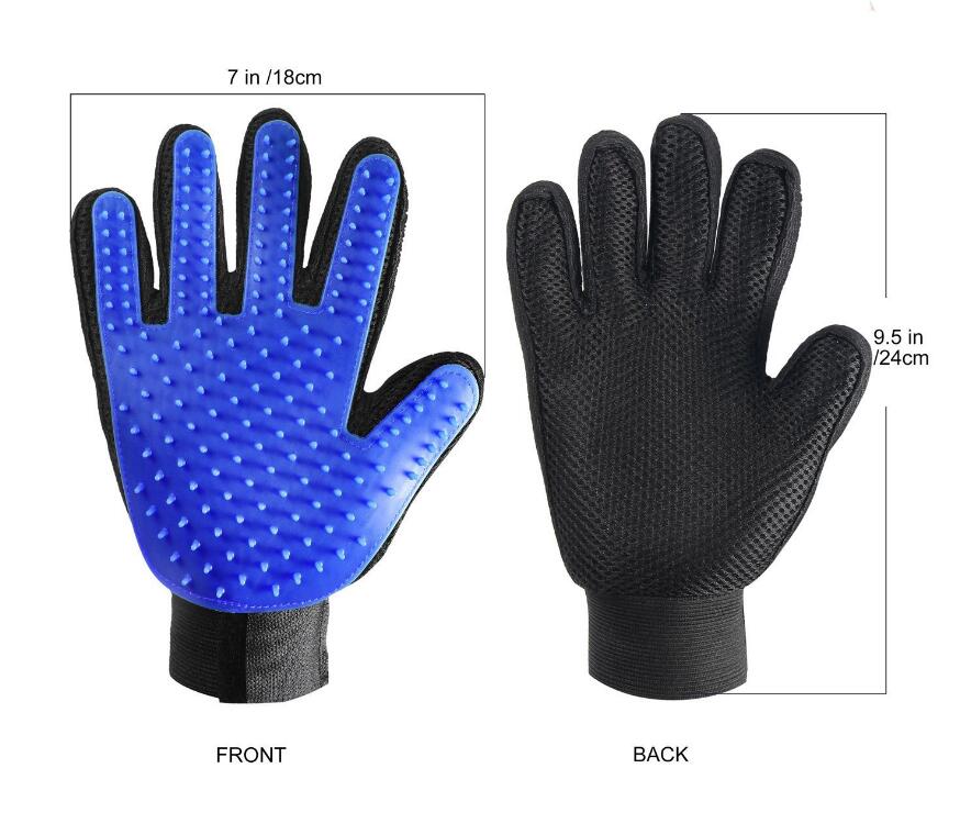 1 Stück Körperpflege Haustier Handschuhe Silikon Massage Bürste Handschuh Kämmen mit Hund und Katze Haar Silikon Haustier Lieferungen: Rechts / Blau