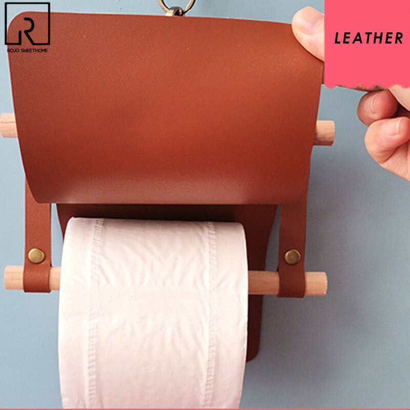 Handmade Leather Toilet Paper Holder Waterproof Flower Bathroom Roll Tissue Box Washroom Contact Paper Storage Rack Home Decor