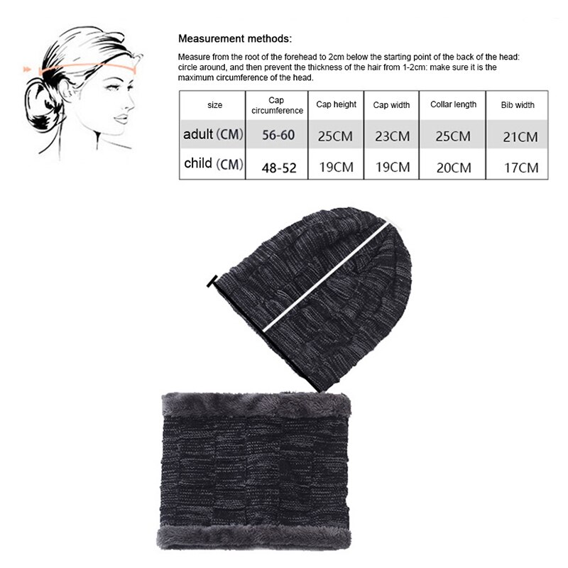 Ensemble de bonnets et écharpes en tricot pour hommes et femmes, couvre-chef avec doublure polaire épaisse pour le cou