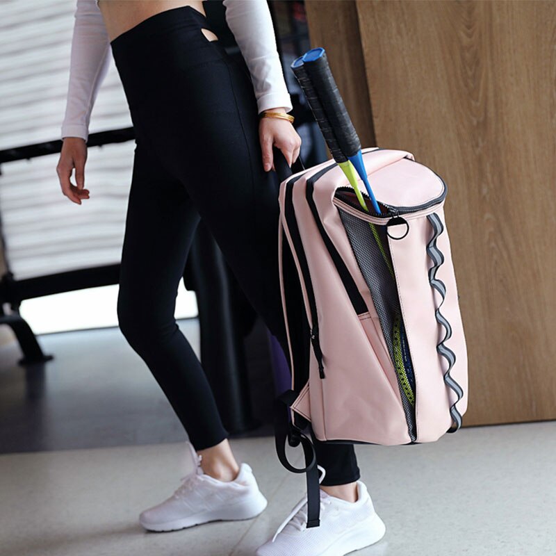 Women Gym Bag Pink Sport Bag For Women Fitness Waterproof Reflective Backpack Tennis Badminton Bag Softback Travel Bag Sac Sport