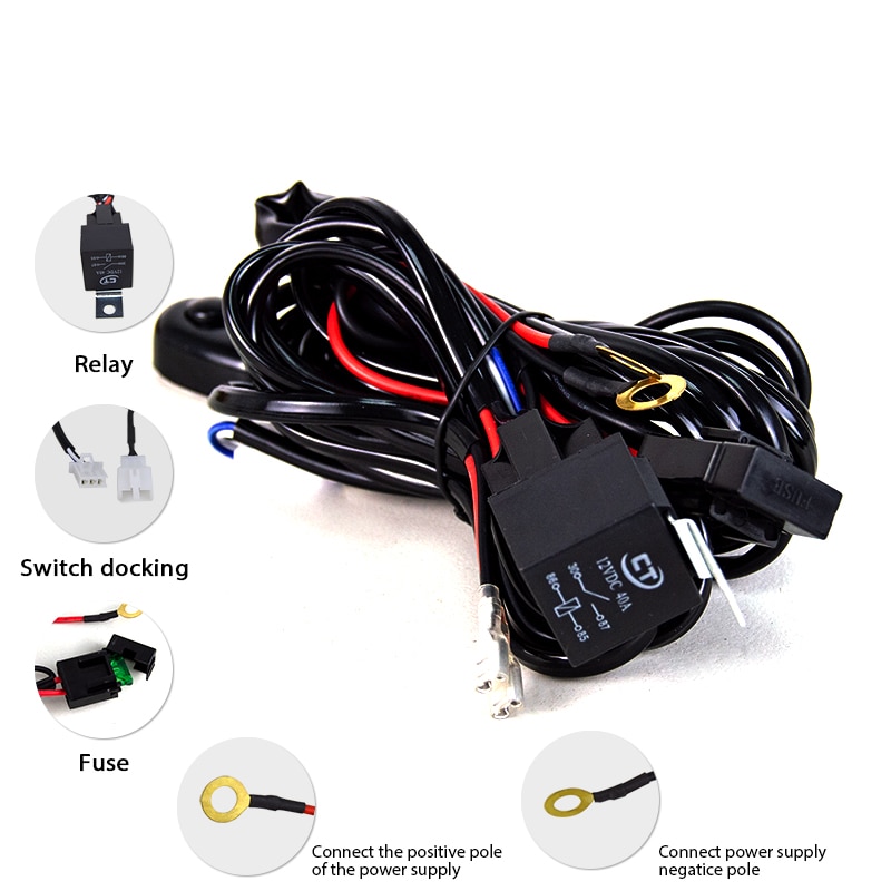 great electrical wiring waterproof Universal Car Wiring Harness Kit Loom for high power LED 4X4 Light Bar 12V