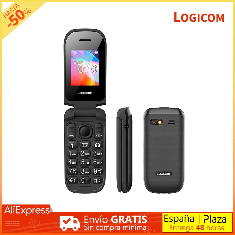 LOGICOM Fleep 178 Télefono Móvil Clasico con Tapa Teclas grandes y Volumen Fuerte Cámara Radio FM para personas moyores Negro Movil usar fácil desde españa