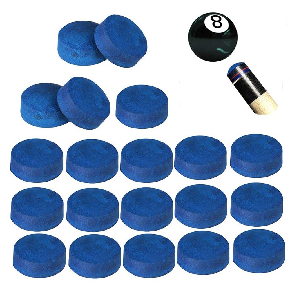 20 Pieces Cue Tips 13 mm Pool Billiard Cue Tips Replacement with Storage Box for Pool Cues and Snooker Blue