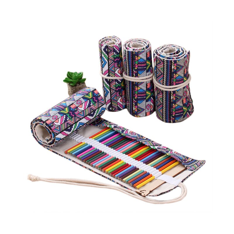12/24/36/48/72/108 Roll School Etui Canvas Etui Make-Up Borstel pen Pouch Wrap Roll Schilderen Briefpapier