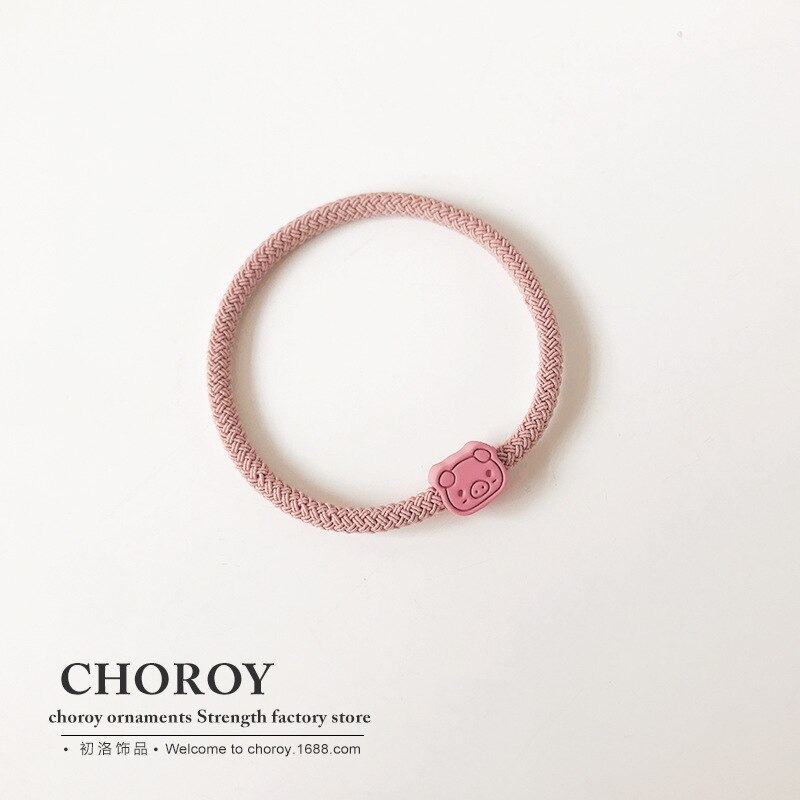 meng xin Cartoon Piggy  Simple Headband Women Children Adult for Tying Hair Hairband Hair Band Alloy Pig Ultra-stretch Hair Band: Pink