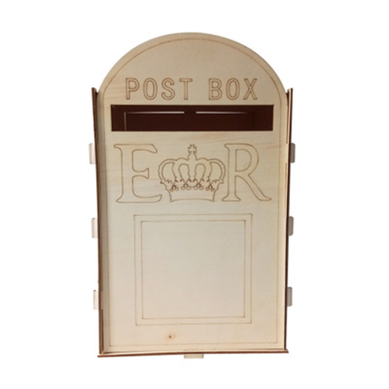 Wedding Card Box Carved With Love Plywood Bride Bridegroom Post Box With Lock 33.1*20.3*20.3Cm: 2