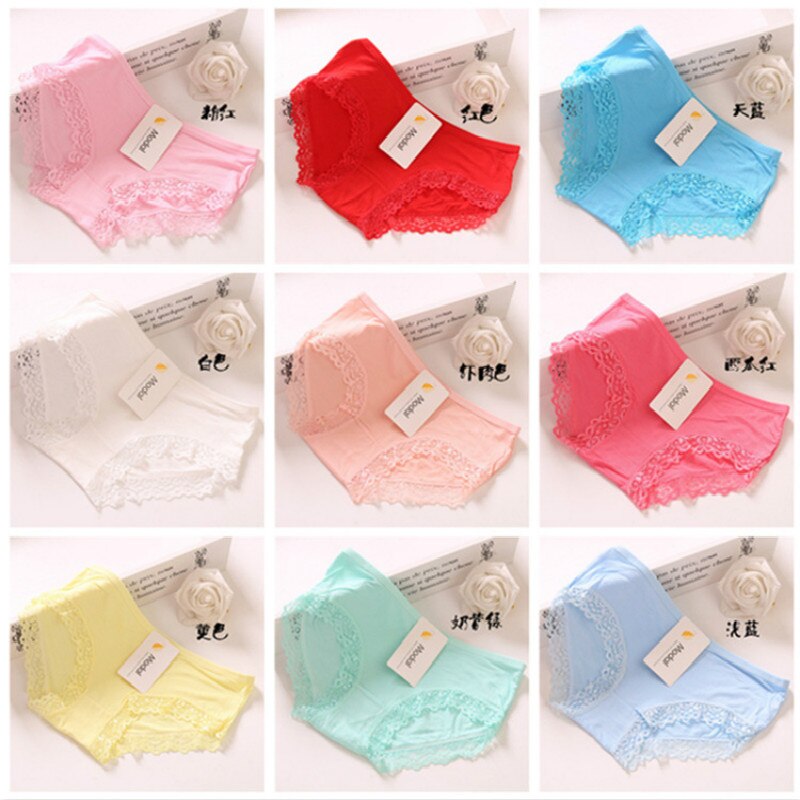 4 pz/lotto modale morbido slip pizzo giovane tinta unita estate bambina grande biancheria intima Hipster 10-16y