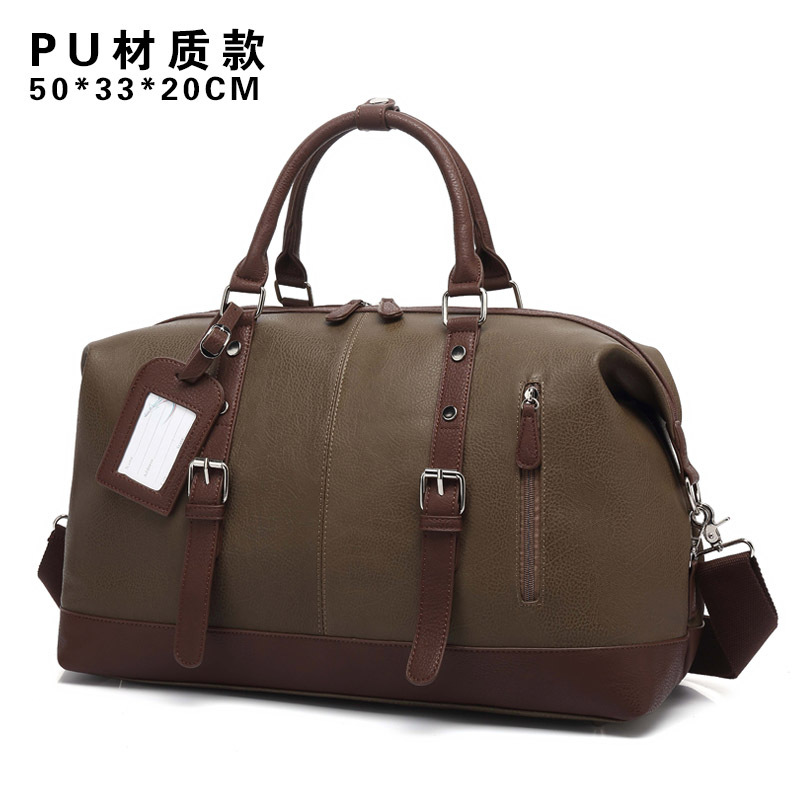 Mannen Grote Capaciteit Reistassen Bagage Canvas Tas Leisure Handtassen Cut-Proof Schoudertassen Overnachting Weekend Tassen: Pu military green