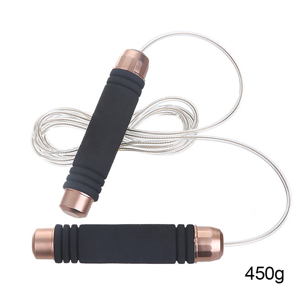 GOBYGO Steel Wire Weight-bearing Skipping Rope Jumping Rope Competition Yoga Fitness Training Home Portable Fitness Equipment: Type C-Black 450g