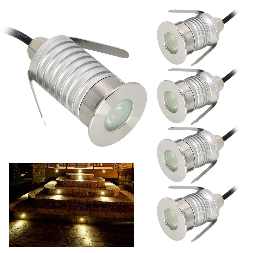 1W 3W LED Inderground Recessed Cutout 30mm Downlight Waterproof IP67 DV12V 24V Underground Outdoor Landscape Pathway Spotlight