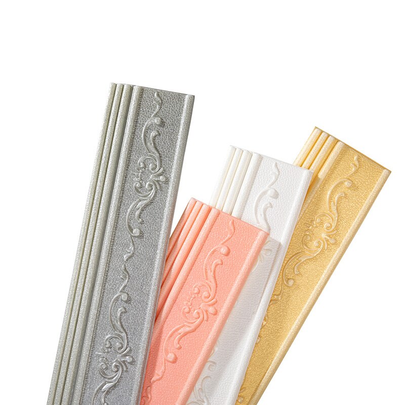Self-Adhesive Foam 3D Foam Wall Stickers Door Frame Edge Strip Edge Band Wall Skirt Decoration Waist Line Wallpaper Skirting