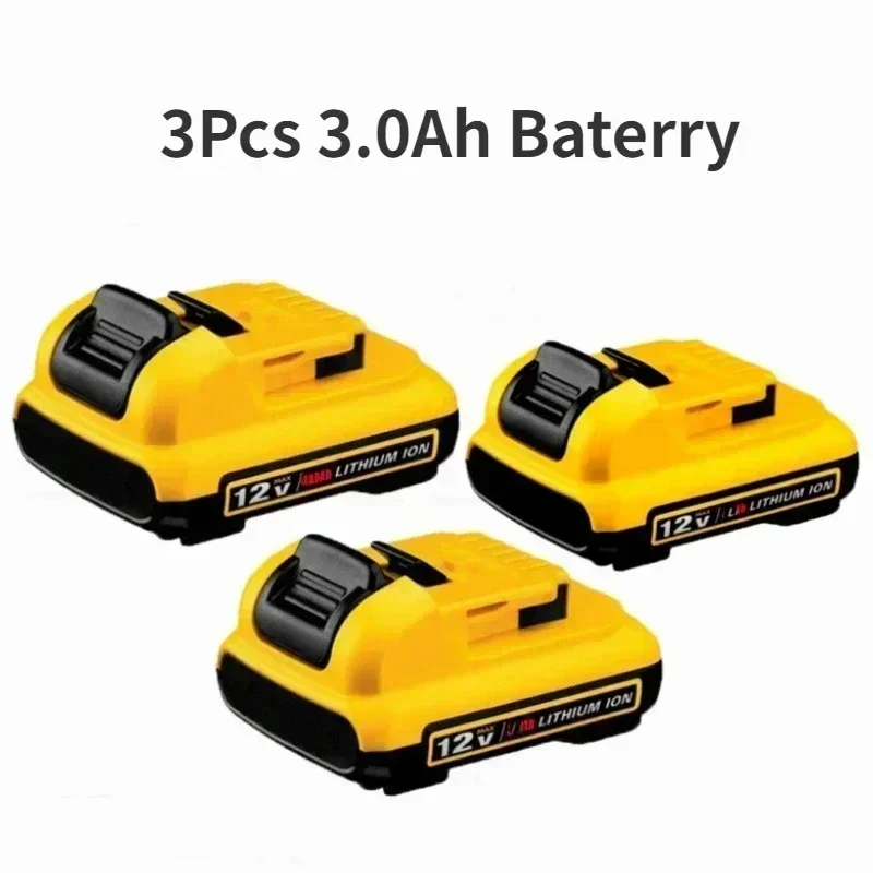 Aleaivy för dewalt 6.0ah ersättnings-dcb 120 litiumjonbatterier 12v 3ah dcb 123 dcb 125 dcb 124 dcb 122 dcd 710 elverktygsbatteri: Guld-