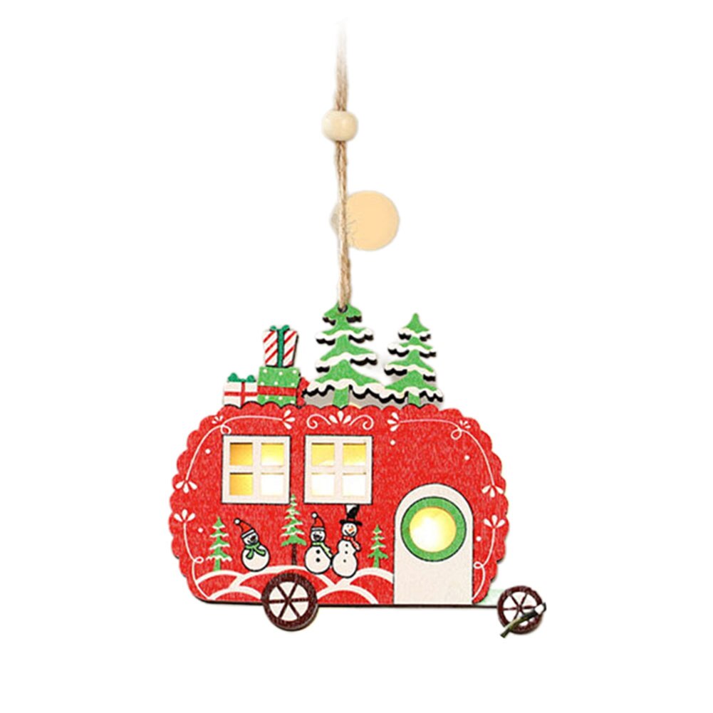 Drewniana kreatywna choinka samochodowa brzoskwinia doprowadziło światło smycz robić zawieszenia ornament wystrój bożonarodzeniowy: Car