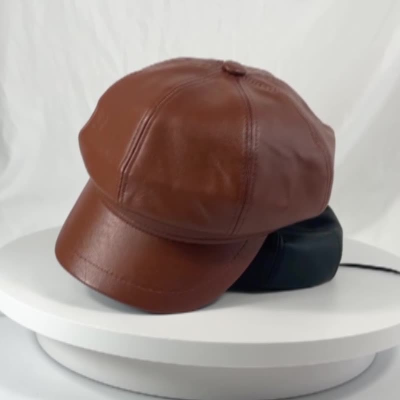 Béret en cuir PU pour homme, Casquette coupe-vent, chapeau plat de printemps, sangle latérale chaude, 2022