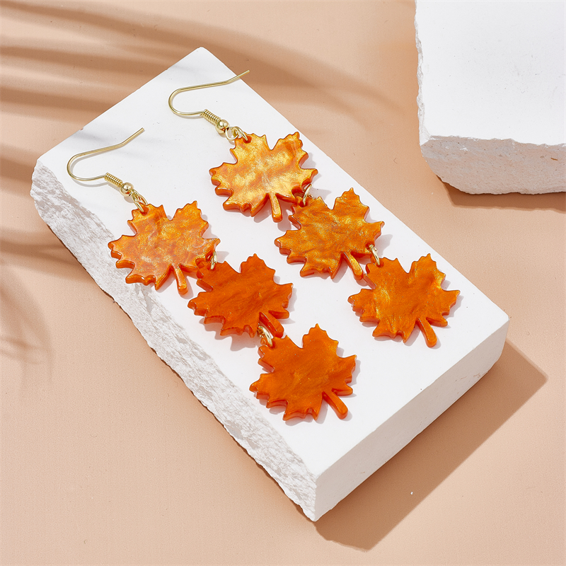 YAOLOGE Plant Red Maple Leaf Leaves Long Pendant Earrings For Women Trendy Ear Hook Acrylic Jewelry Party