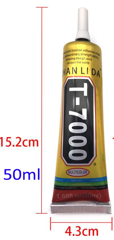 Pegamento líquido negro T7000, pantalla táctil LCD de cristal para teléfono móvil, superpegamento T-7000 adhesivo, reparación de resina epoxi multiusos: 50 ml T7000