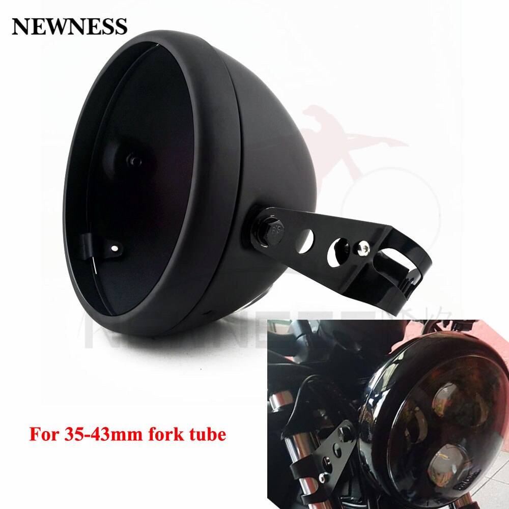 Motorcycle 7" Bucket Shell Headlamp Bracket Front Fork Headlight Mount Holder Clamp CNC Fork Tube Spotlight Headlight: 35 to 43mm set