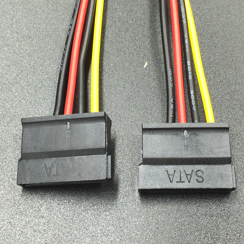 Cable de extensión de fuente de alimentación HDD de 4 pines IDE Molex a Dual SATA de 15 pines ATA SATA Y divisor conector de Cable adaptador de disco duro Dual