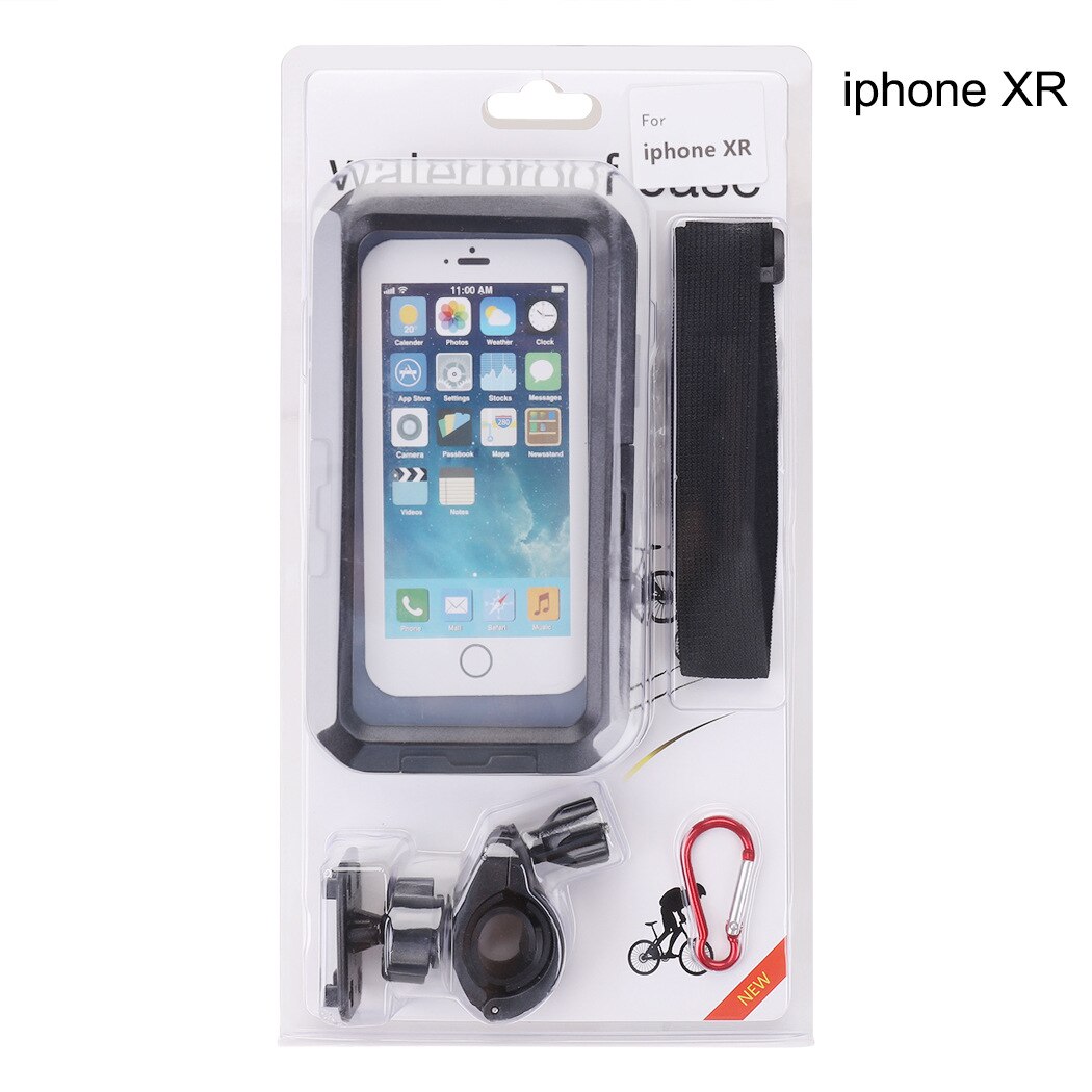 Vandtæt telefon taske cykel telefon holder universal mobiltelefon holder cykel styr clip stand gps monteringsbeslag: Iphonexr