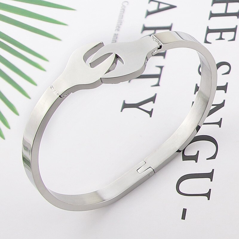Punk Style Bracelet Stainless Steel Retro Wrench Steel Color Bangle Jewelry For Men And Women