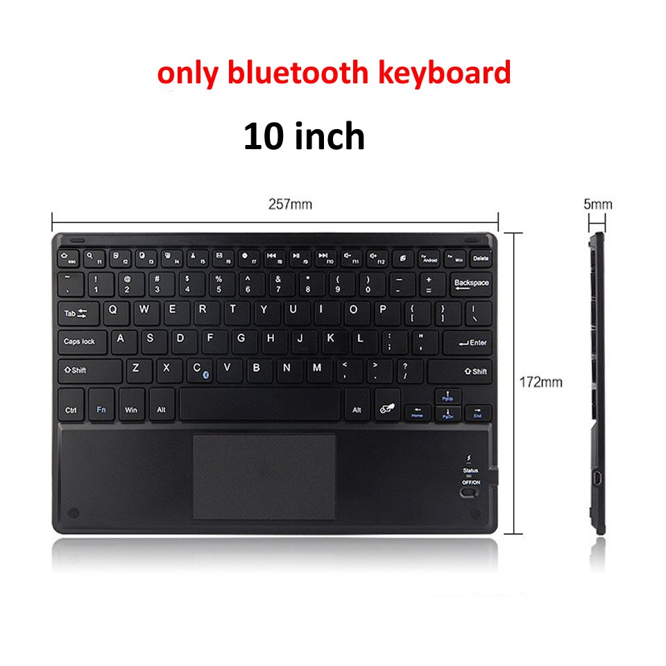 Hkxa Touch Draadloze Toetsenbord Bluetooth Toetsenbord En Muis Keycaps Bluetooth Toetsenbord Met Touchpad Voor Ipad Telefoons Tablet Laptop: 10inch keyboard