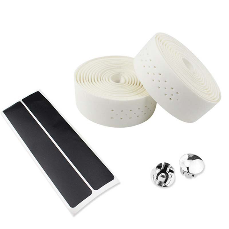 Bicycle Handlebar Tape MTB Road Bike PU Leather Perforated Belt Breathable Bike Handle Bar Wrap Straps Fixed Gear Belt BC0143: White