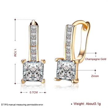 K Gold Zircon Earrings Square Diamond Romantic Earrings Ear Clips Women's Champagne Gold KZCE115-E Mushroom Earrings Best