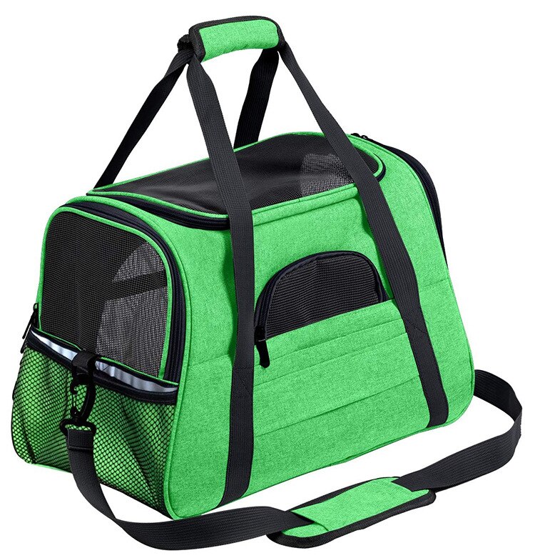 Pet Carrier Travel Cat Carrying Bag Portable Pets Backpack Breathable Car Safety Seat Cat Strap Multifunctional Foldable Pet Bag: Green
