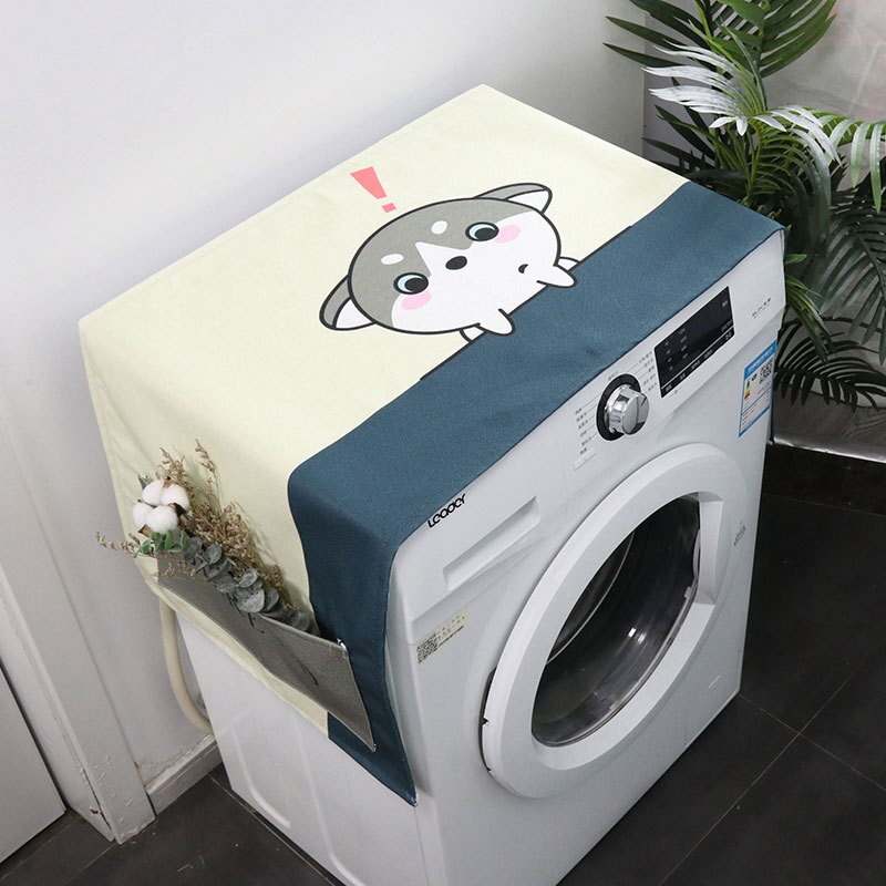 Housse de protection anti-poussière pour Machine à laver, motif dessin animé, étanche, pour réfrigérateur, avec rangement: 08
