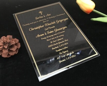 Brugerdefineret akryl bryllupsinvitation , 10 stk akryl inviterer, akryl invitation, guldblæk akryl invitation, gennemsigtig invitation