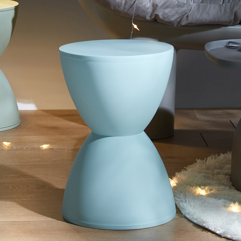 Taburete bajo nórdico para sala de estar, taburete circular y moderno de ocio para el hogar, simple y grueso, cambio de zapatos para el hogar, taburete de comedor para niños: Pulir