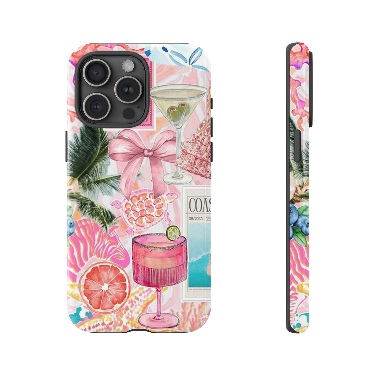Custodia per telefono Summer Food Pink Collage per Iphone 16 15 14 13 12 11 Pro Max 13Mini 12Mini XSMAX XR X 7 8 Plus: Per iPhone 16 Pro