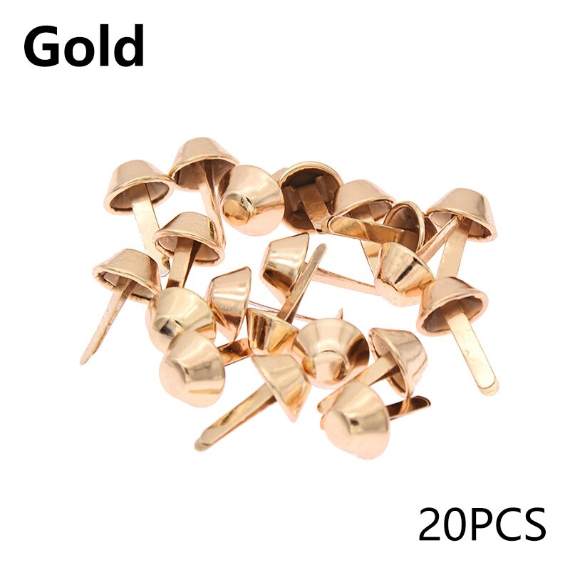 20 Stuks Metalen Klinknagel Zakken Bodem Nagel Voet Nail Diy Onderdelen Legering Twee-Legged Emmer Nail Bagage Onderdelen Tassen accessoires: Gold