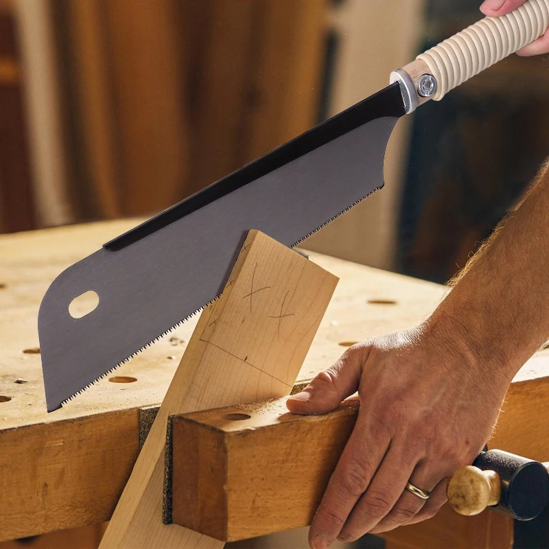 Sierra de mano de estilo japonés SK5, sierra de tracción de doble/un solo filo, mango antideslizante de madera de ratán PE, sierra de corte al ras, herramienta de corte para carpintería