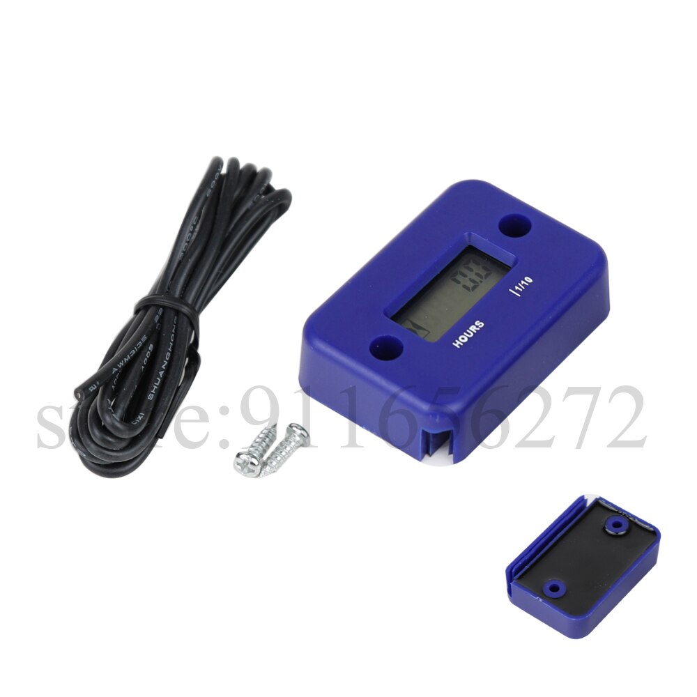 Waterproof Digital Hour Meter LCD Display Portable Engine Gauge Hour Meter For Motorcycle/Boat Engines Counter Hour Meter: Blue