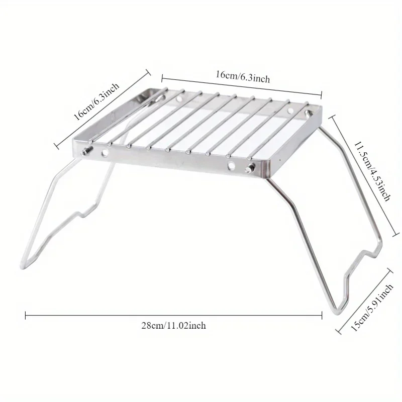 Campinggrill med fällbara ben -304 rostfria grillgaller för gasspis - ultralätt lägereldsställ - bärbart grillgaller