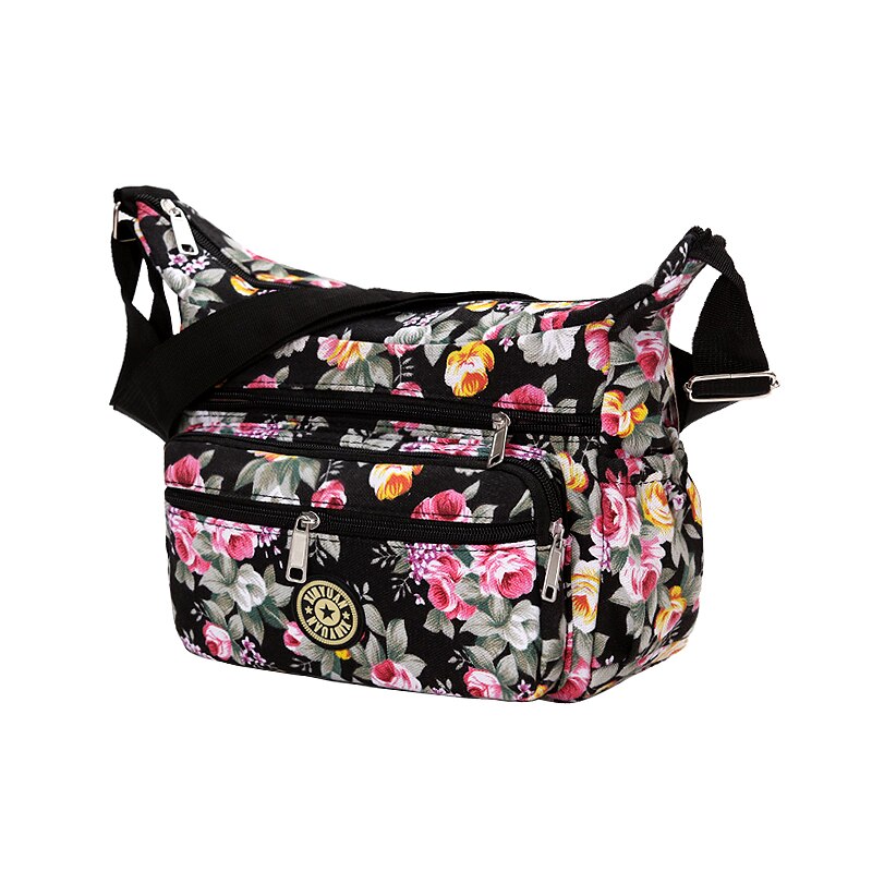 Floral Shoulder Bag Printing Rose Messenger Bag Rural style 100% Cotton Canvas Crossbody Bag for Women Lightweight Cute Hobos