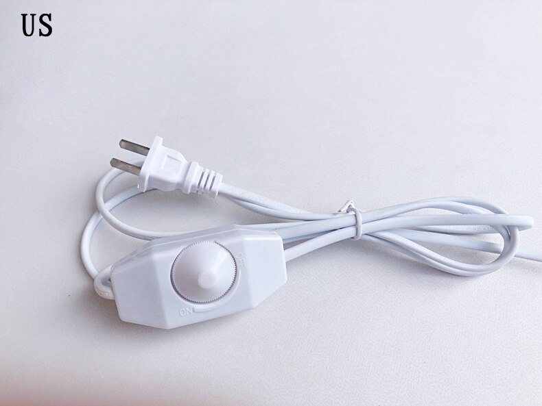 1.8M table lamp floor lamp switch dimmer wire, with cable US EU2 plug 110V/220v dimmable switch cable light controller: US white