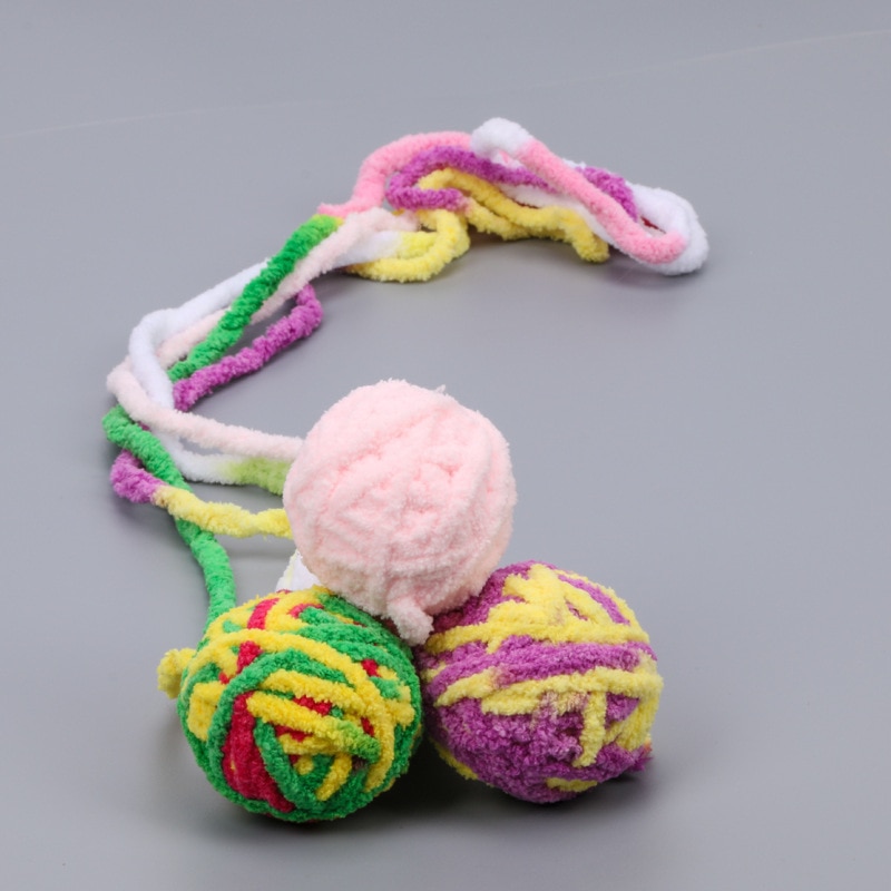 Grappige Lange Staart Fuzzy Katten Wol Bal Speelgoed Kleurrijke Touw Bal Huisdier Kat Speelgoed Teaser