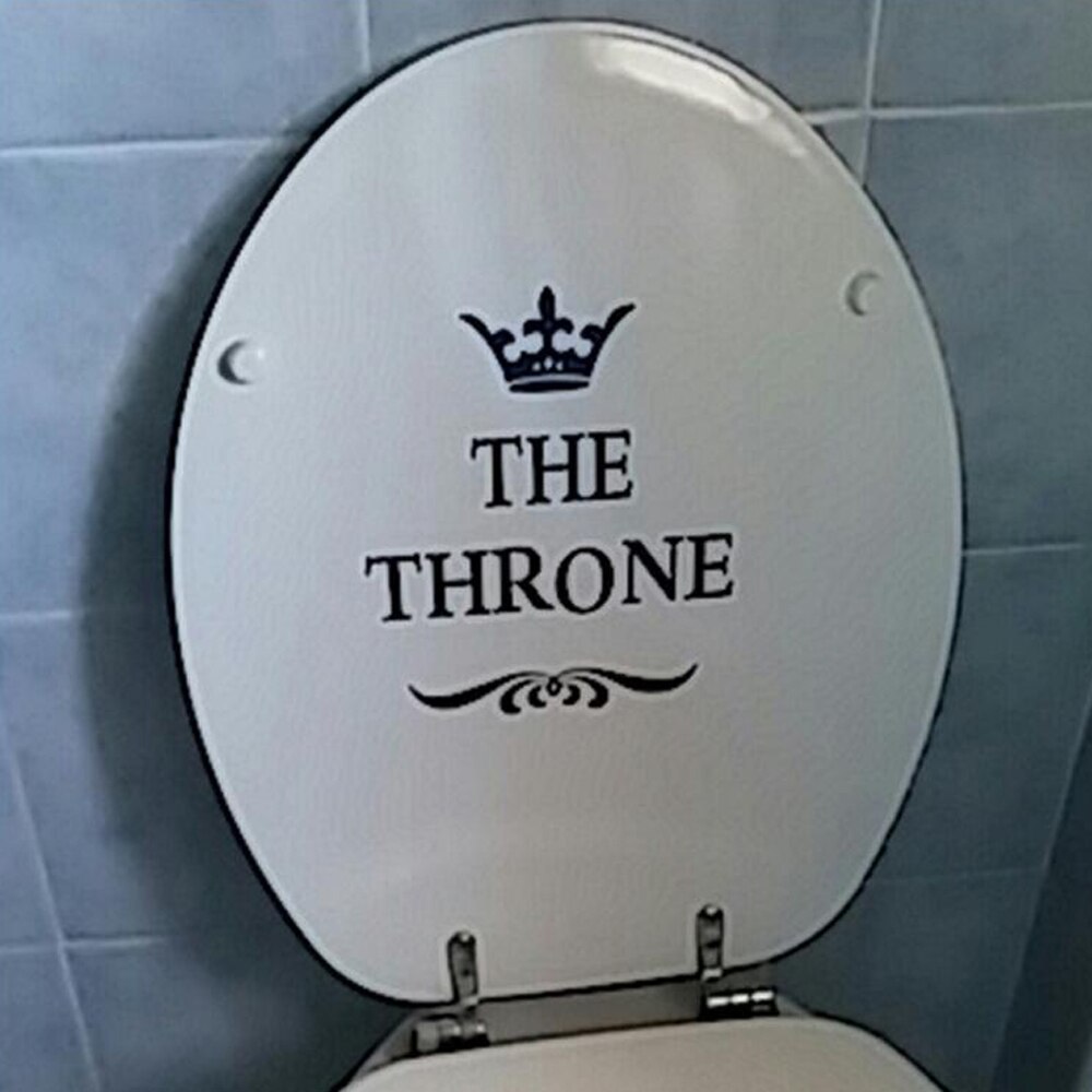 Le trône couronne toilette Stickers muraux drôle noir siège de toilette décalcomanie amovible salle de bain fond Mural décor à la maison fournitures