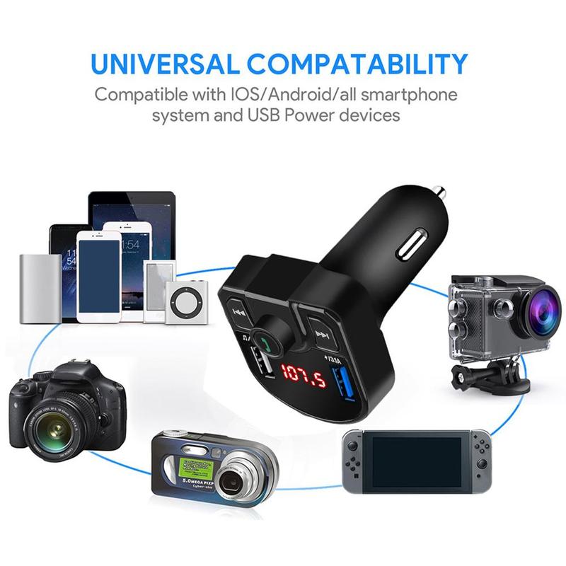 LED FM transmitter 4.1A bluetooth car kit dual USB charger mobile suitable For all phones car S6U0
