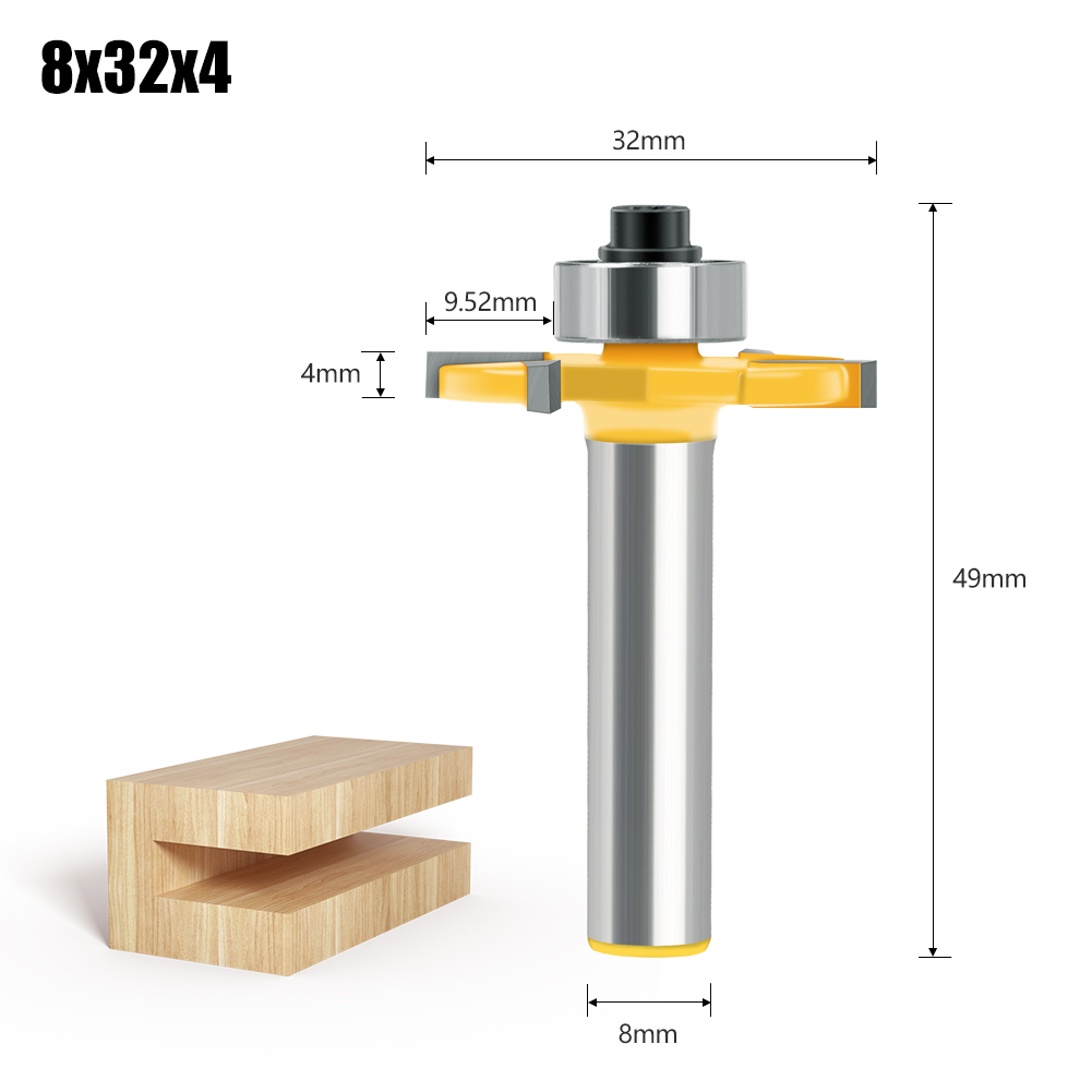 Enrutador de madera, vástago de 8mm, fresa de extremo recto, recortadora, limpieza, ajuste al ras, esquina, caja redonda, brocas, herramienta, fresa,: 34mm
