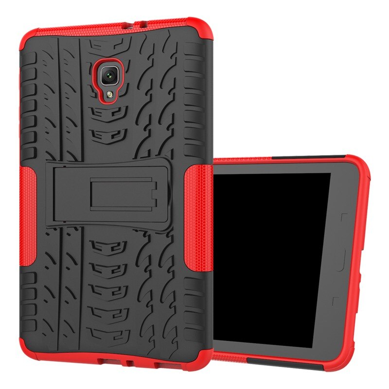 For Samsung galaxy Tab A 8.0 case for SM- T380 T385 Tablet Armor case TPU+PC Shockproof Stand Cover capa: Red