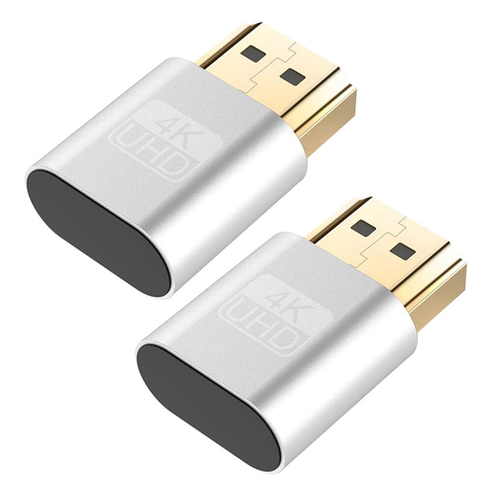 2Pcs 4K HDMI DDC EDID Dummy Plug Mini VGA Virtual Display Adapter HDMI 1.4 DDC EDID Dummy Plug Display Emulator: Silver