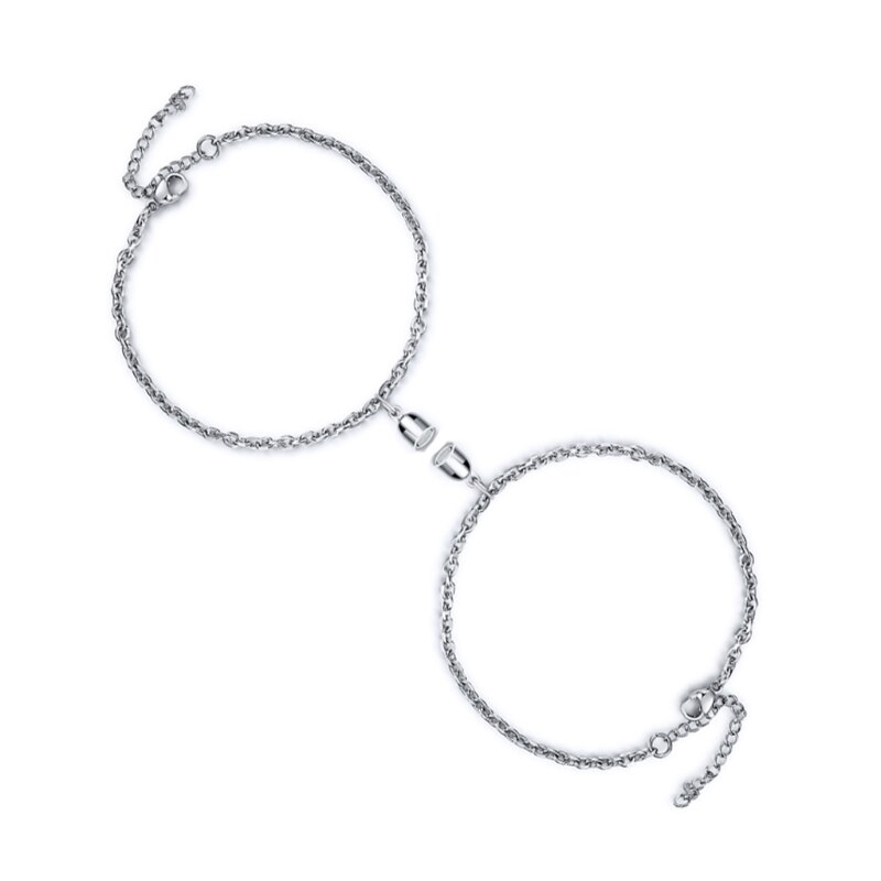 2Pcs Edelstahl Liebe Magnetische Fern Armband Kit Liebhaber Schmuck