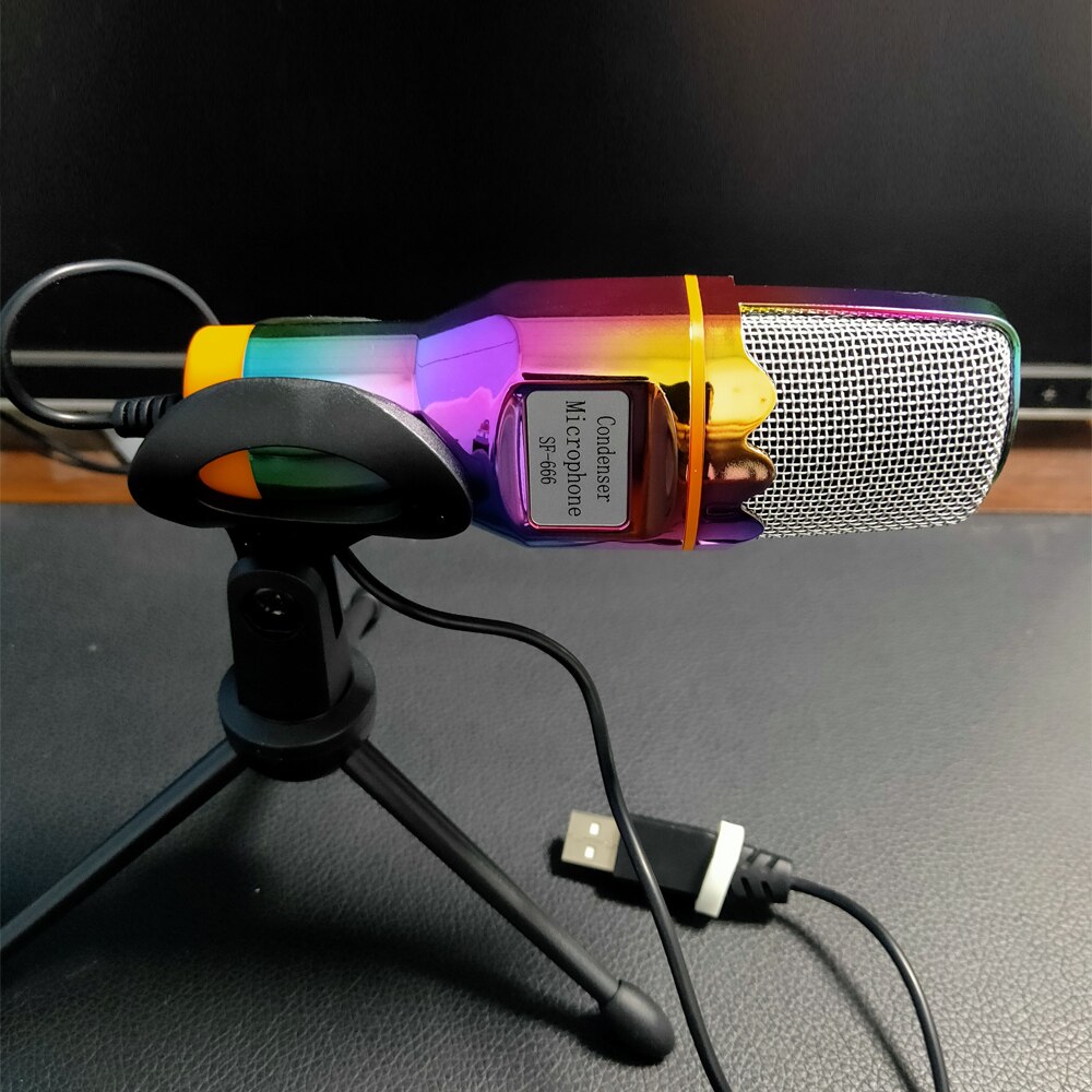 Microphone à condensateur USB avec trépied de bureau, Microphone d&#39;ordinateur, diffusion en direct, pour chat sur ICQ MSN, Skype, enregistrement en direct,